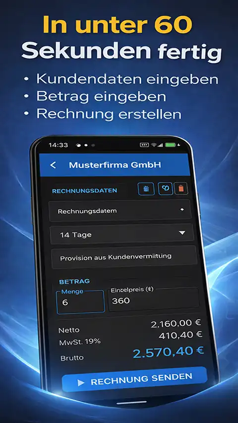 Rechnung in 60 Sekunden erstellt